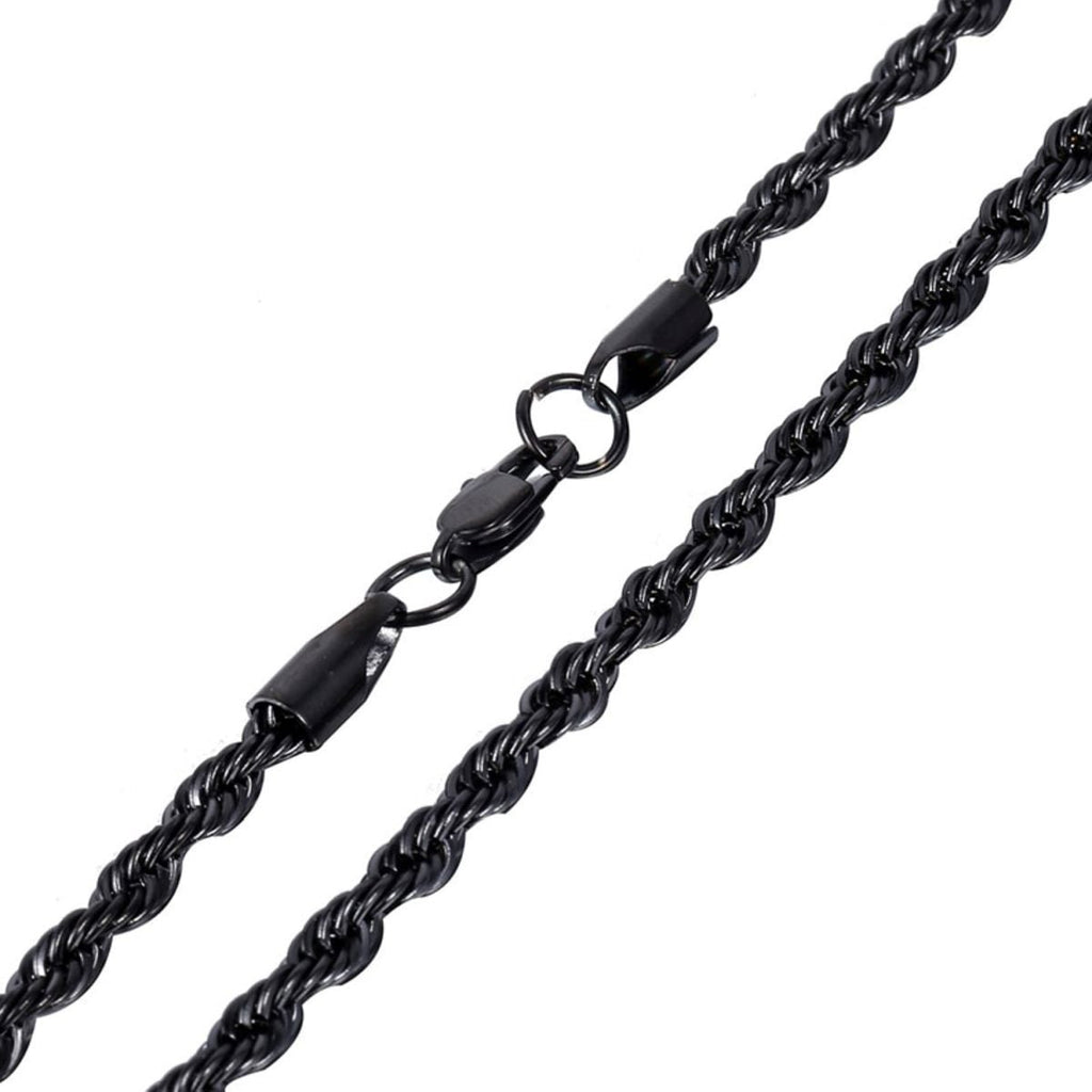 Black Rope 316L Surgical Stainless Steel 24" Necklace Chain Men Bulk