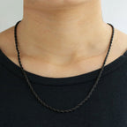 Black Rope 316L Surgical Stainless Steel 24" Necklace Chain Men Bulk