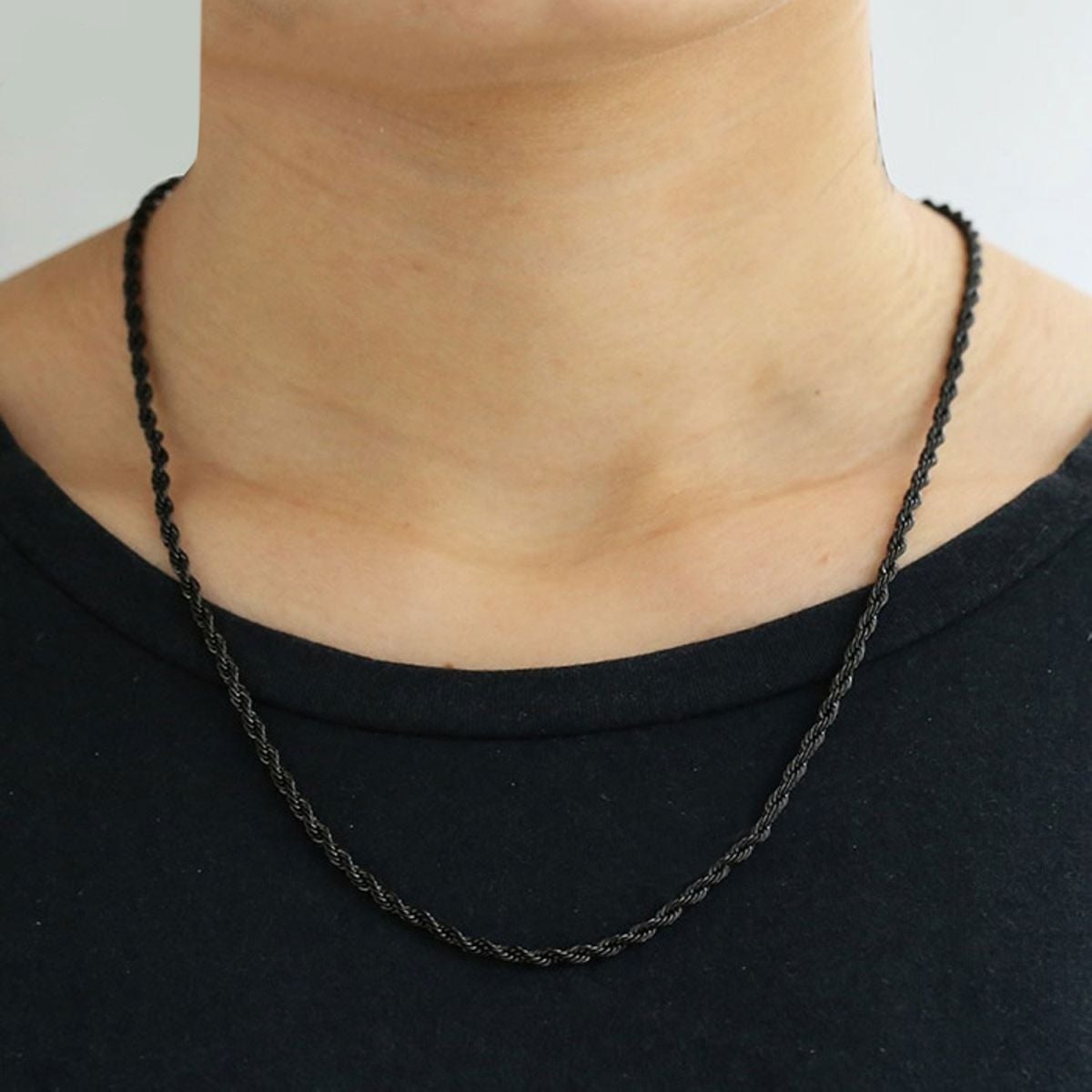 Black Rope 316L Surgical Stainless Steel 24" Necklace Chain Men Bulk