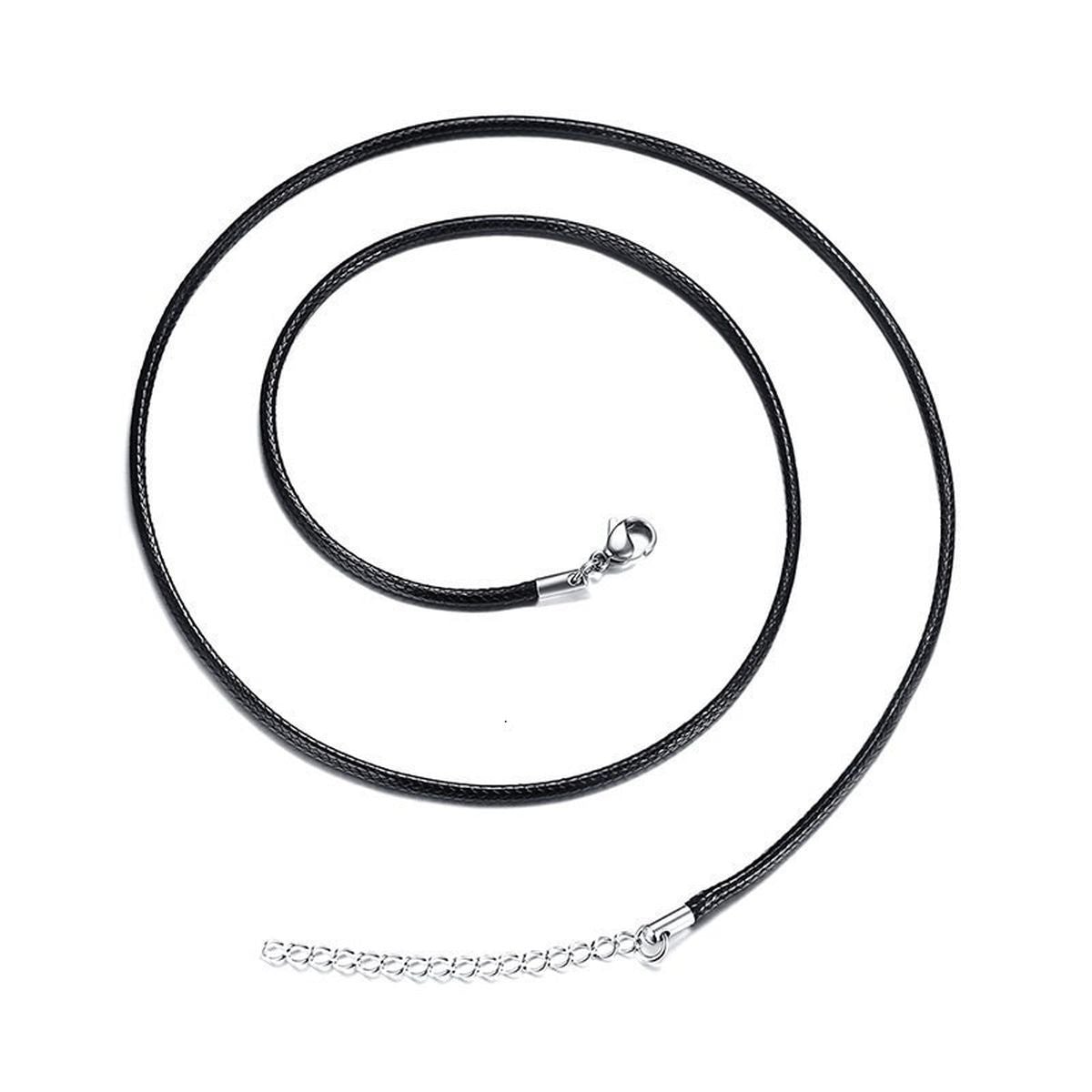 1.5Mm Black Leather Cord Wax Rope Chain Necklace Diy Pu Necklace Bulk
