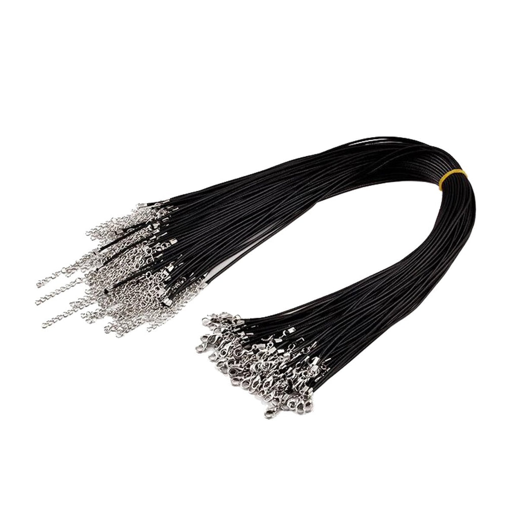 1.5Mm Black Leather Cord Wax Rope Chain Necklace Diy Pu Necklace Bulk