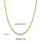 Link Gold Brass Chain Necklace For Men 24" Bulk