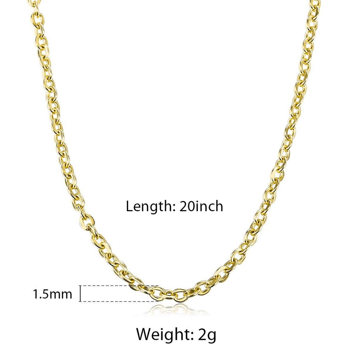 Link Gold Brass Chain Necklace For Men 24" Bulk