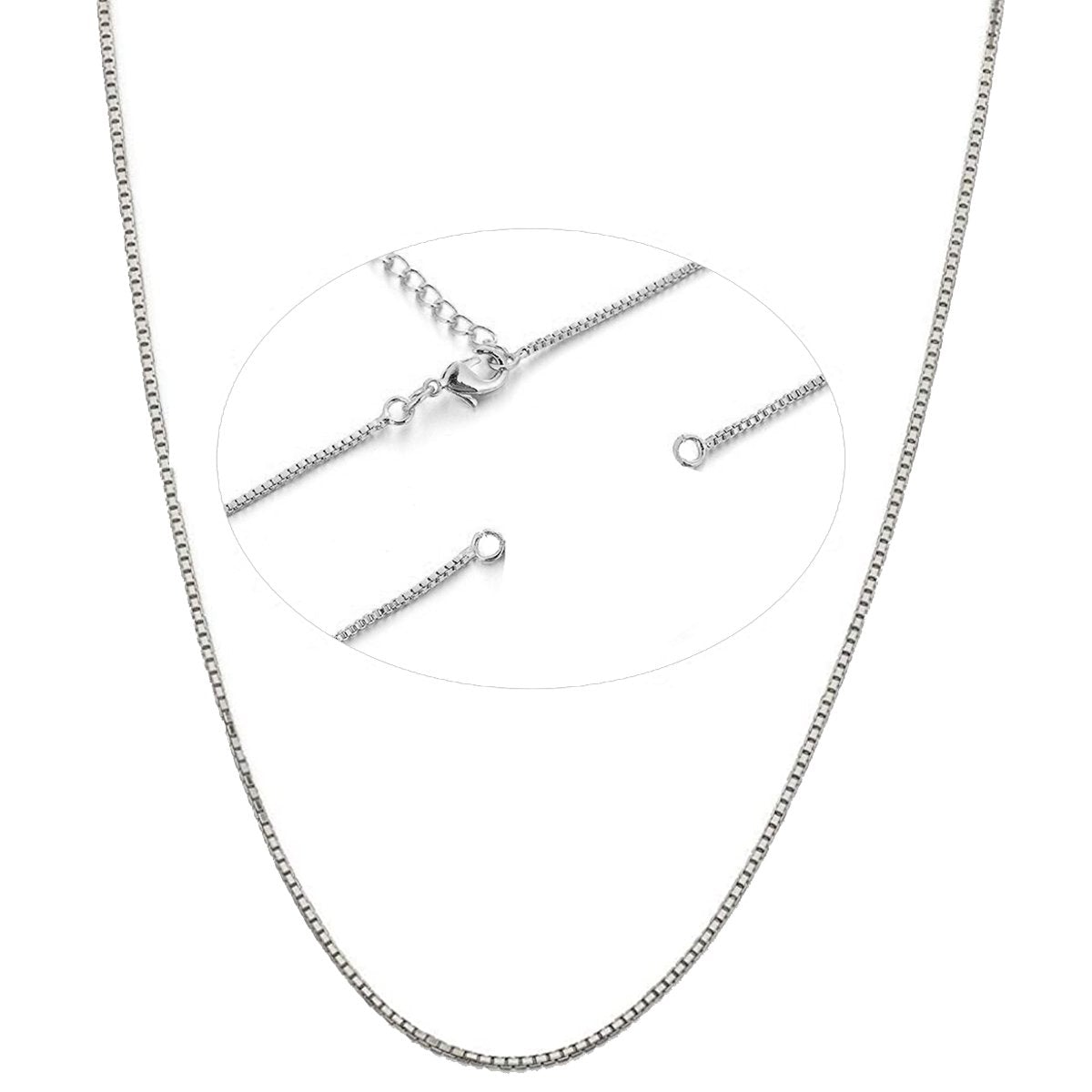 Silver Stainless Steel Box Chain Necklace For Men 18" Inch Bulk Main image