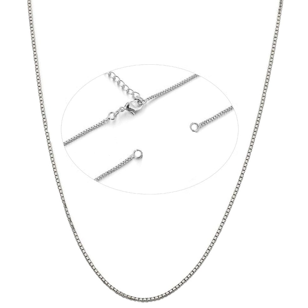 Silver Stainless Steel Box Chain Necklace For Men 18" Inch Bulk