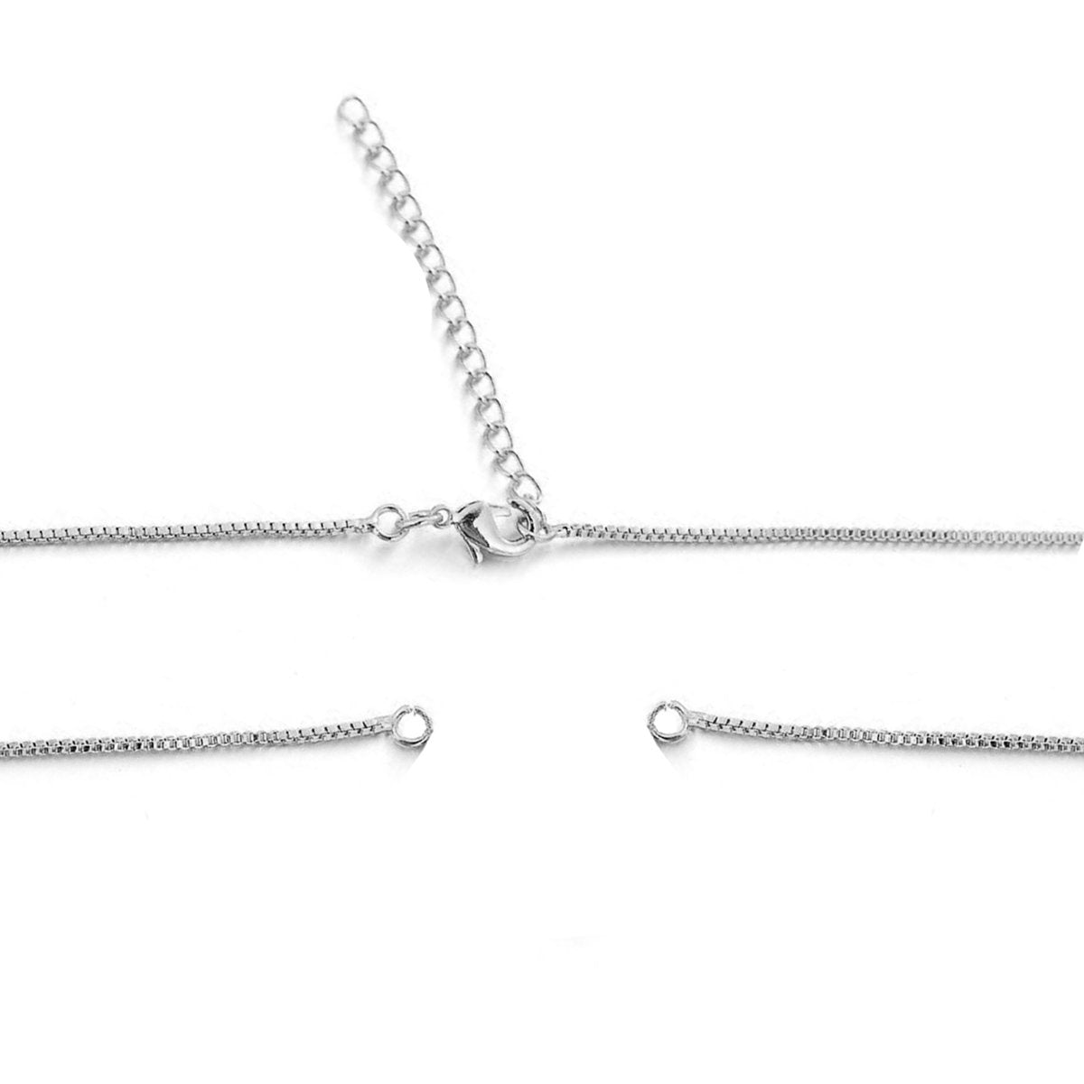 Silver Stainless Steel Box Chain Necklace For Men 18" Inch Bulk
