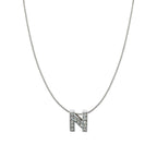 Silver CZ Initial Alphabet Letter A Necklace Pendant Chain Bulk