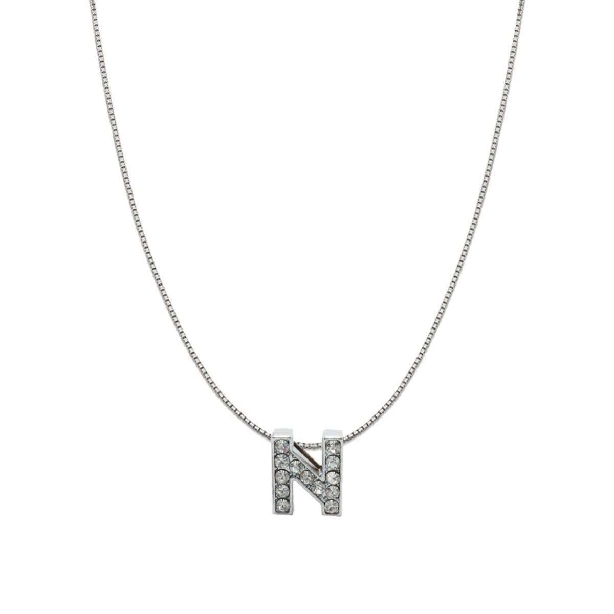 Silver CZ Initial Alphabet Letter A Necklace Pendant Chain Bulk