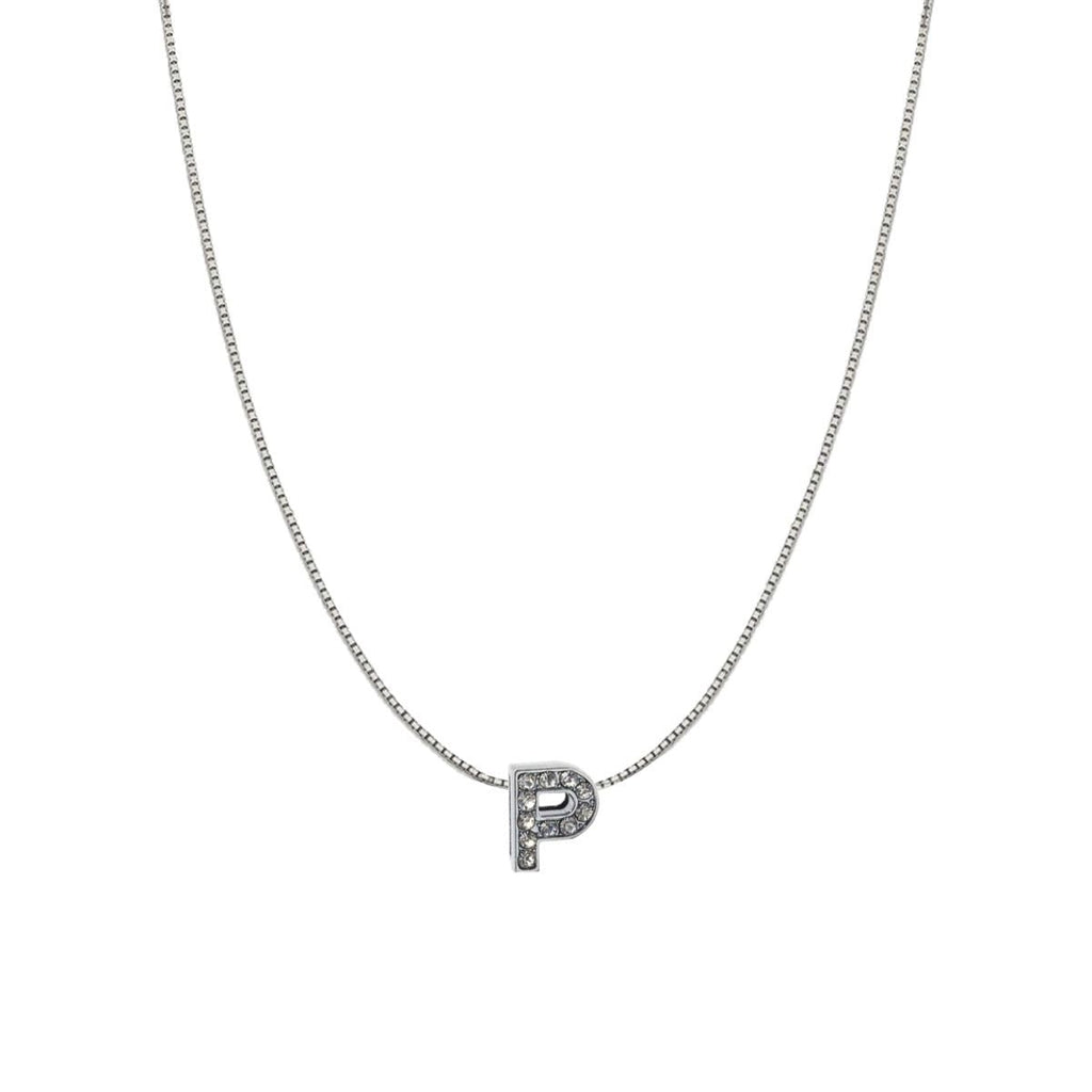 Silver CZ Initial Alphabet Letter A Necklace Pendant Chain Bulk