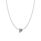Silver CZ Initial Alphabet Letter A Necklace Pendant Chain Bulk