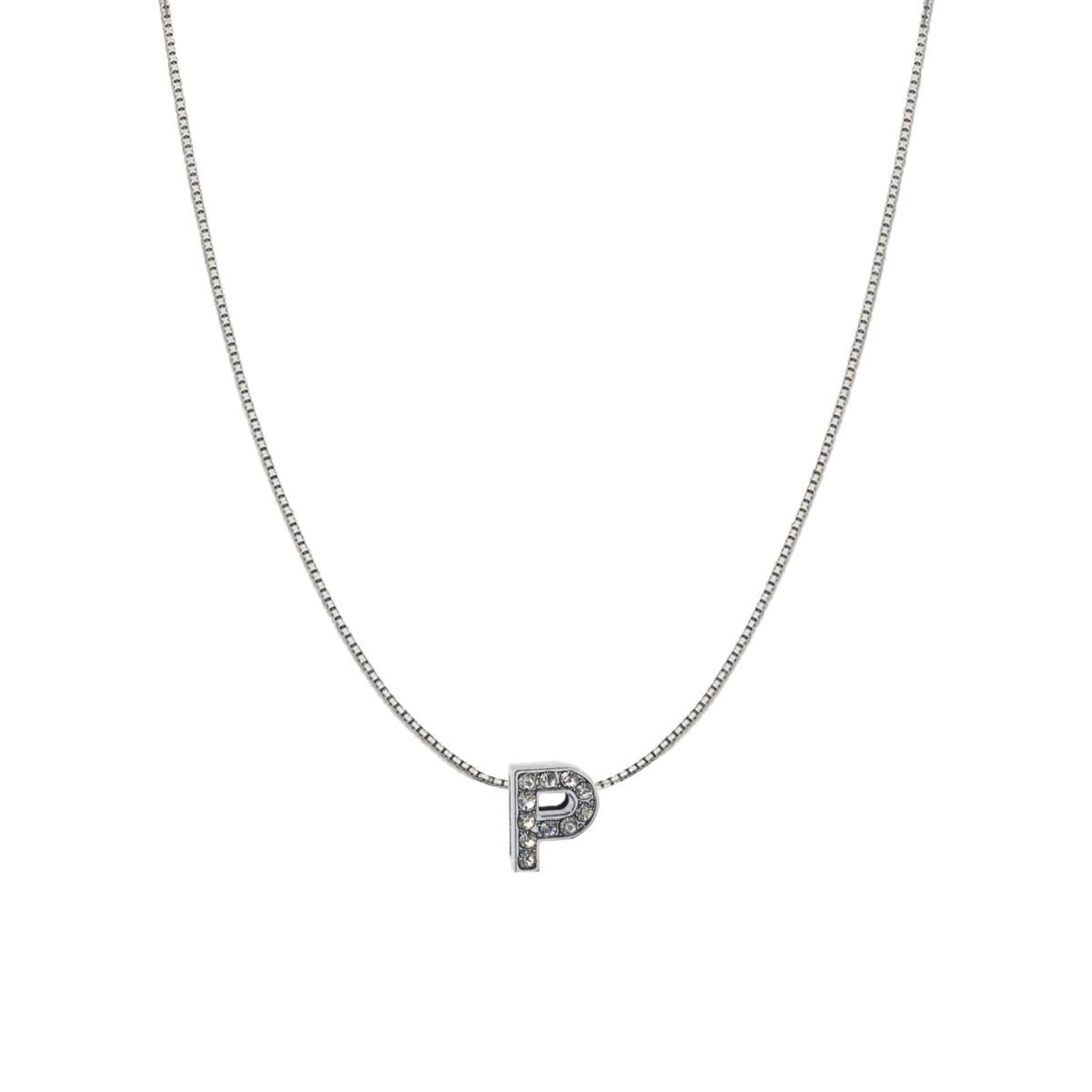 Silver CZ Initial Alphabet Letter A Necklace Pendant Chain Bulk