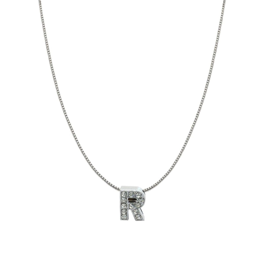 Silver CZ Initial Alphabet Letter A Necklace Pendant Chain Bulk