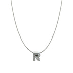Silver CZ Initial Alphabet Letter A Necklace Pendant Chain Bulk