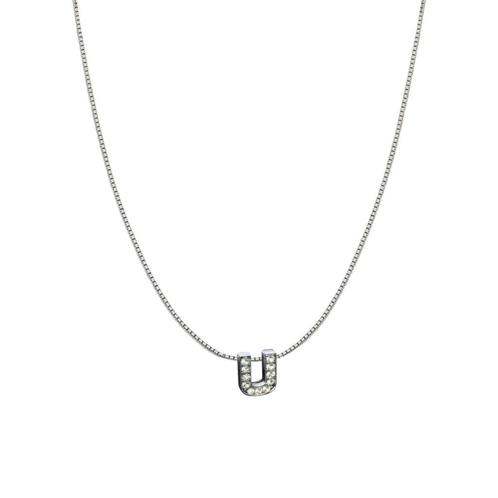 Silver CZ Initial Alphabet Letter A Necklace Pendant Chain Bulk
