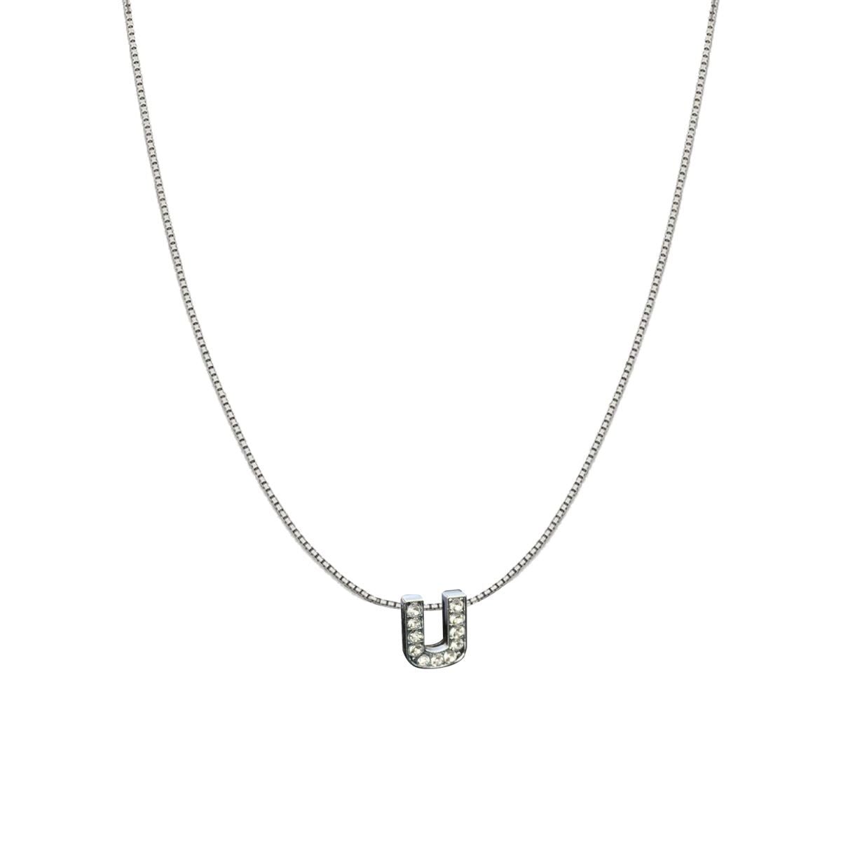 Silver CZ Initial Alphabet Letter A Necklace Pendant Chain Bulk