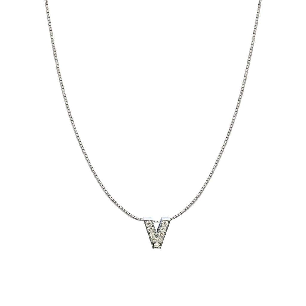 Silver CZ Initial Alphabet Letter A Necklace Pendant Chain Bulk