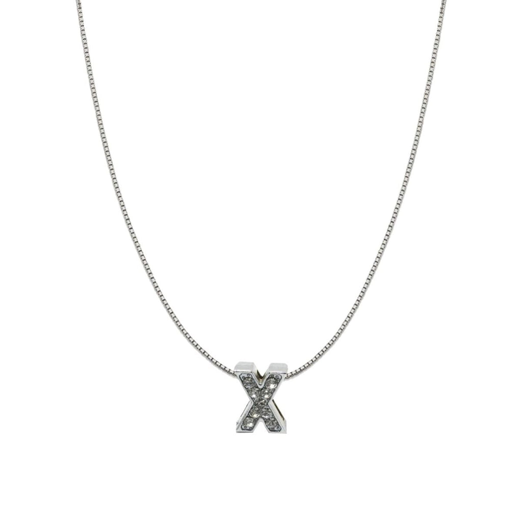 Silver CZ Initial Alphabet Letter A Necklace Pendant Chain Bulk
