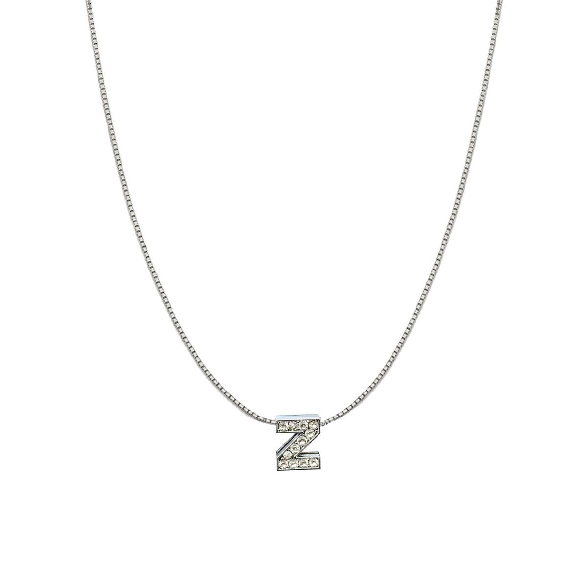 Silver CZ Initial Alphabet Letter A Necklace Pendant Chain Bulk