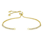 Gold Slim Box Slider American Diamond Adjustable Extender Chain Ball Ends Accessory For Diy 9" Bracelet For Women Girls