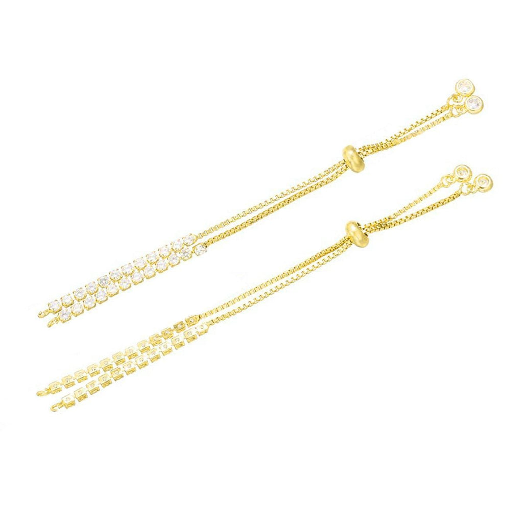 Gold Slim Box Slider American Diamond Adjustable Extender Chain Ball Ends Accessory For Diy 9" Bracelet For Women Girls