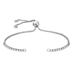 Silver Slim Box Slider American Diamond Adjustable Extender Chain Ball Ends Accessory For Diy 9" Bracelet For Women Girls