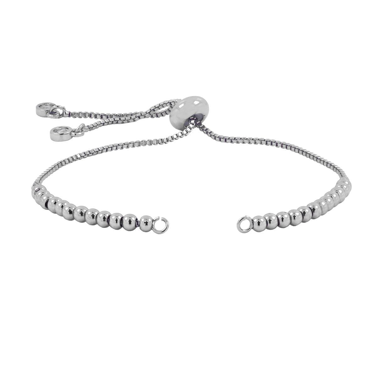 Silver Slim Box Slider Ball Chain Adjustable Extender Chain Ball Ends Accessory For Diy 9" Bracelet For Women Girls Secondary image