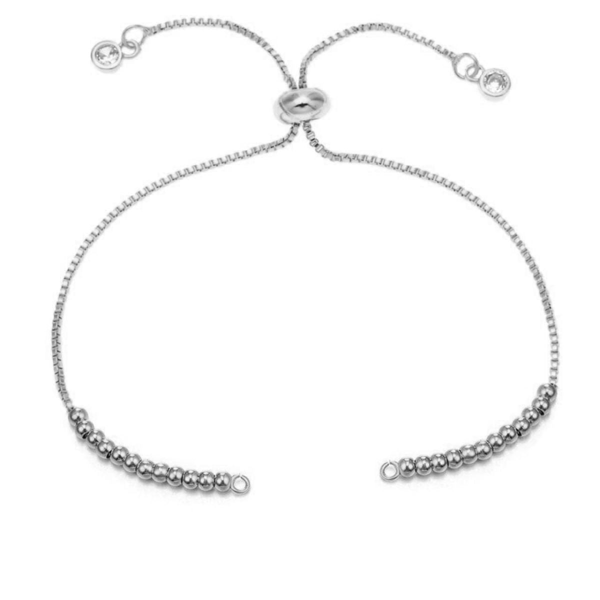 Silver Slim Box Slider Ball Chain Adjustable Extender Chain Ball Ends Accessory For Diy 9" Bracelet For Women Girls