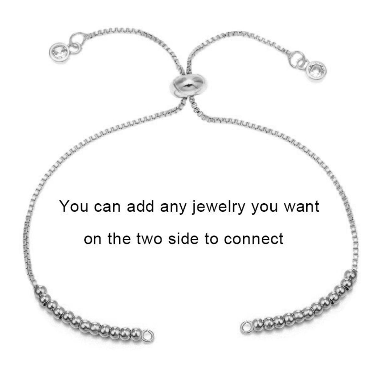 Silver Slim Box Slider Ball Chain Adjustable Extender Chain Ball Ends Accessory For Diy 9" Bracelet For Women Girls