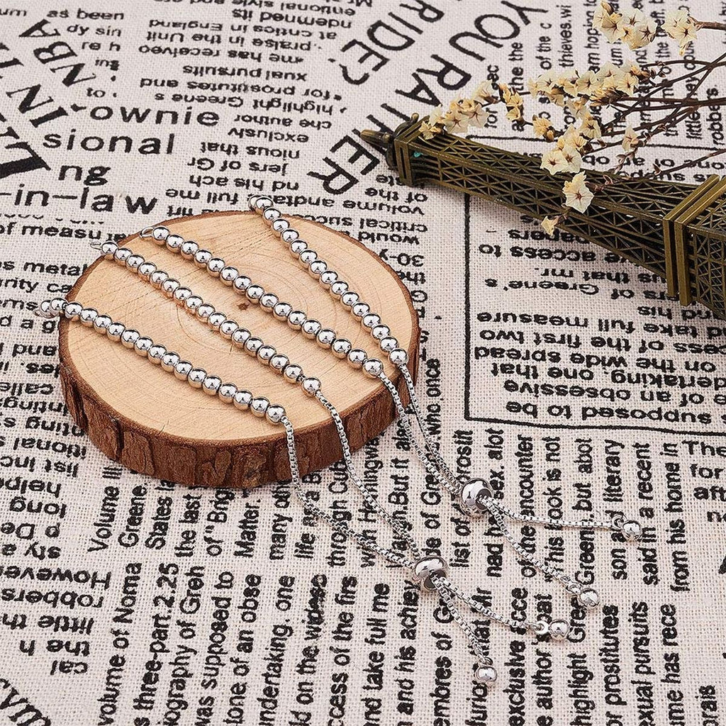 Silver Slim Box Slider Ball Chain Adjustable Extender Chain Ball Ends Accessory For Diy 9" Bracelet For Women Girls