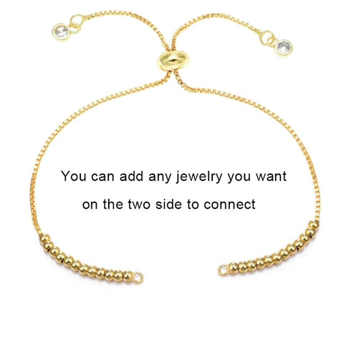 Gold Slim Box Slider Ball Chain Adjustable Extender Chain Ball Ends Accessory For Diy 9" Bracelet For Women Girls