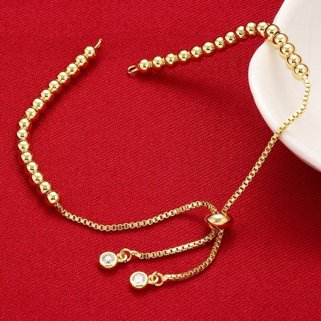 Gold Slim Box Slider Ball Chain Adjustable Extender Chain Ball Ends Accessory For Diy 9" Bracelet For Women Girls