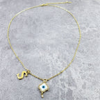 Evil Eye Flower Gold Alphabets Initial Letter Charm American Diamonds Choker Necklace Chain For Women