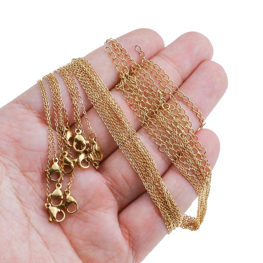 Slim Link Copper 18K Gold Chain Necklace For Women "18 Bulk
