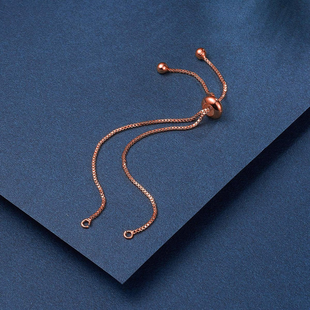 Rose Gold Slim Box Slider Adjustable Extender Chain Ball Ends Accessory For Diy 9" Bracelet For Women Girls