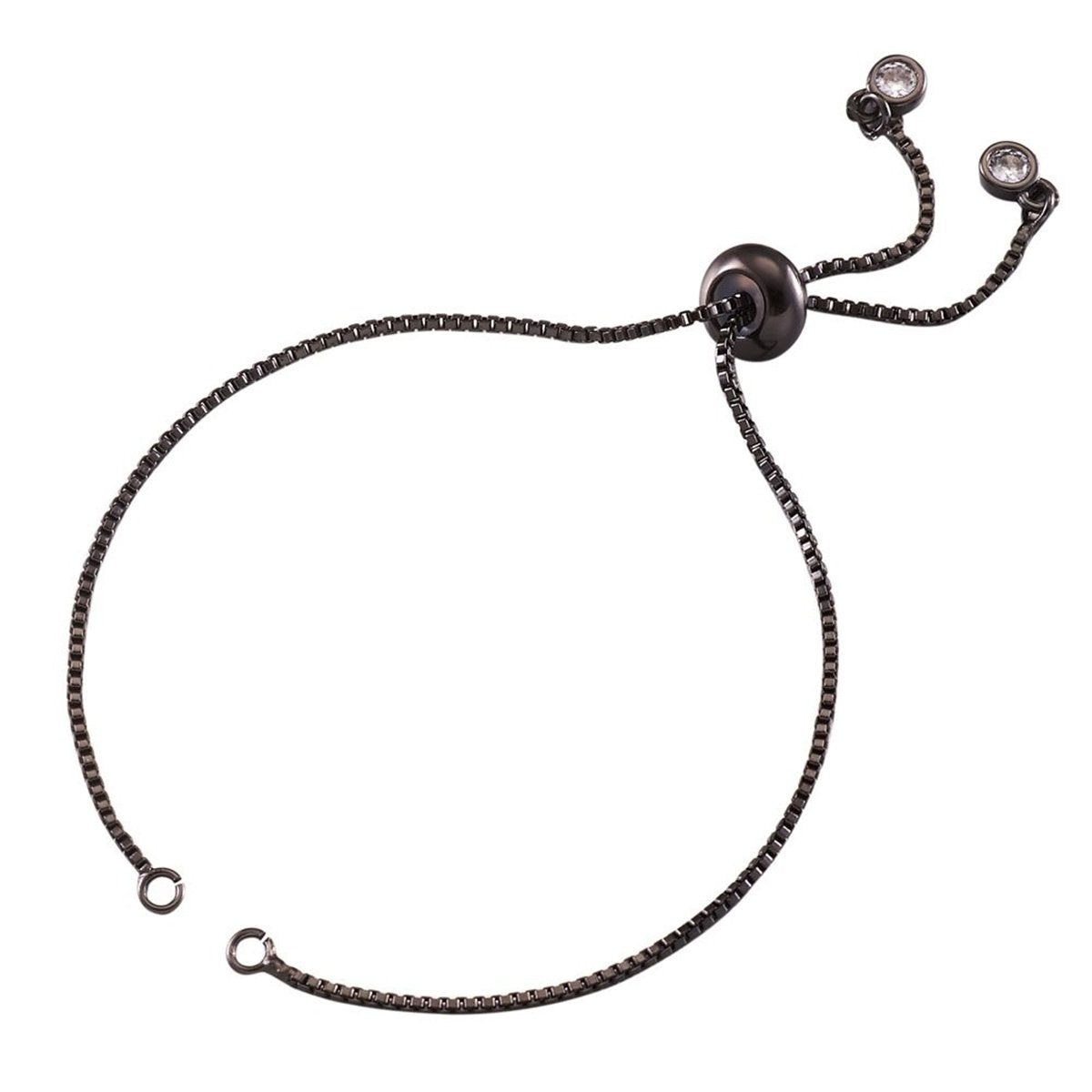 Black Silver Slim Box Slider Extender Chain Accessory Bracelet Bulk