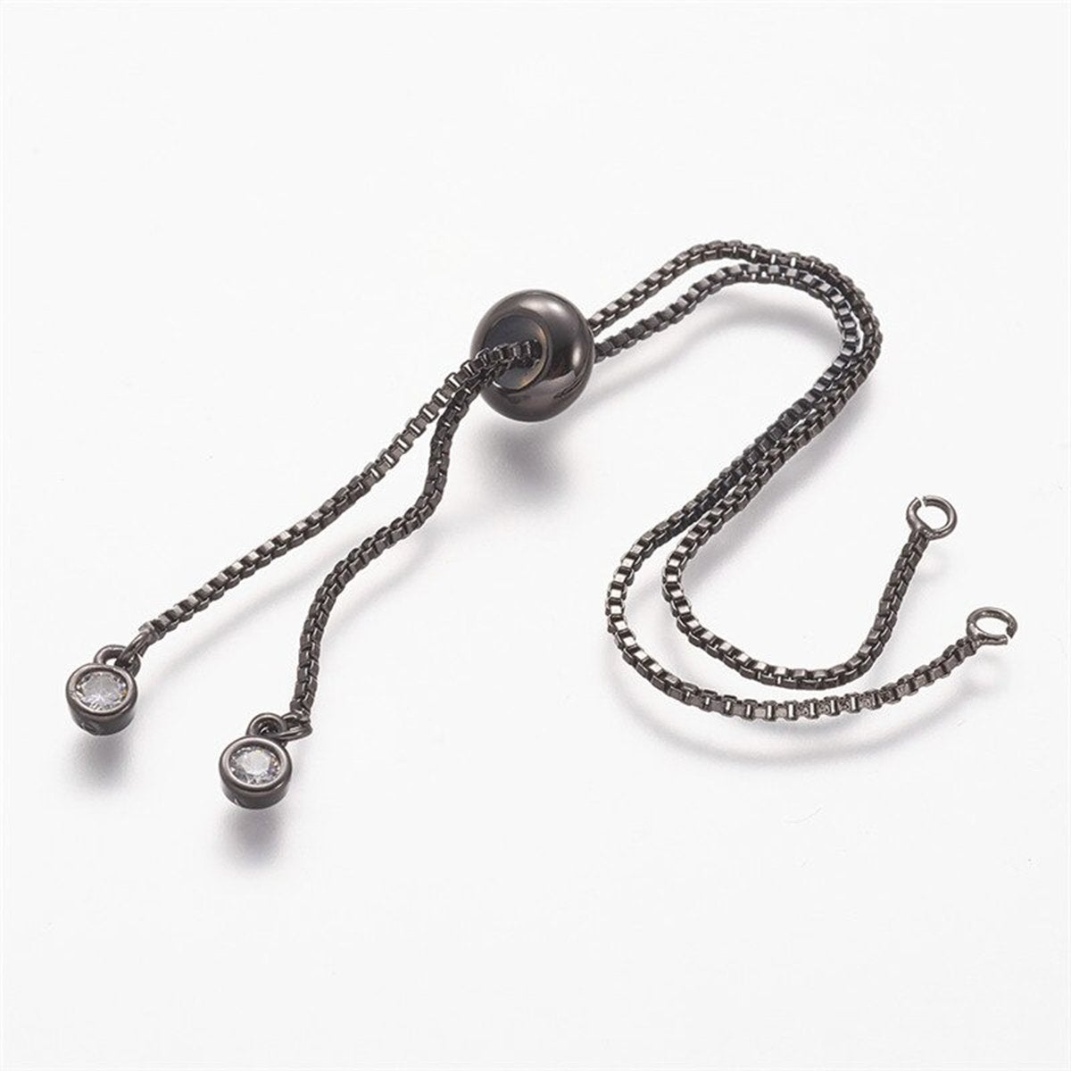 Black Silver Slim Box Slider Extender Chain Accessory Bracelet Bulk