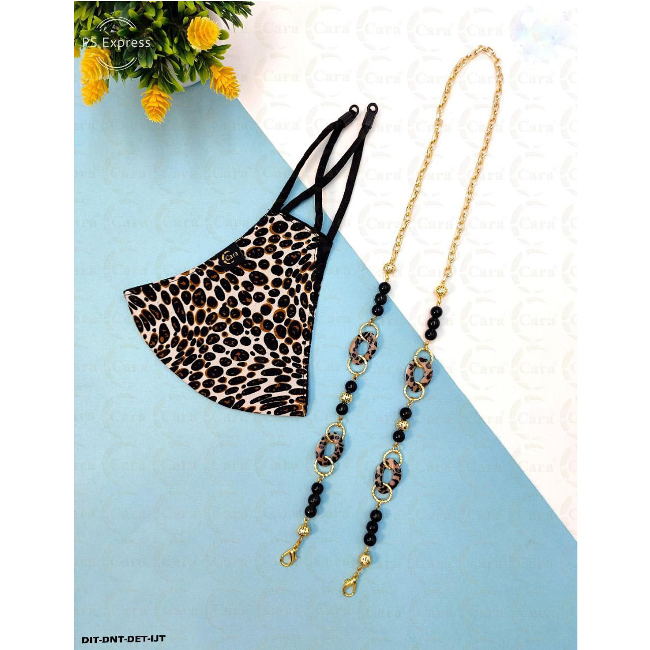 Handcrafted Black Gold Brass Beads Pearl Mask Chain For Women Bulk Main image