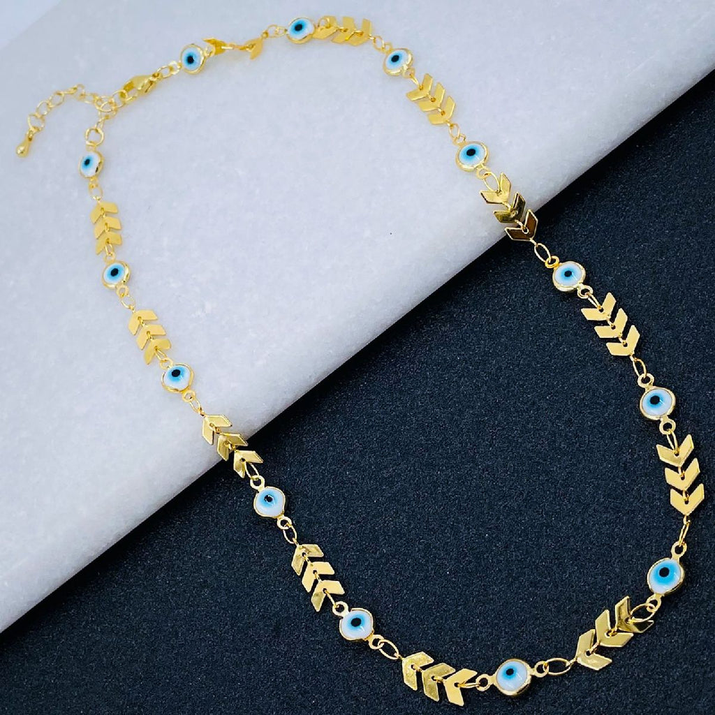 Copper Gold Enamel Arrow Heart Evil Eye Necklace Chain For Women Bulk