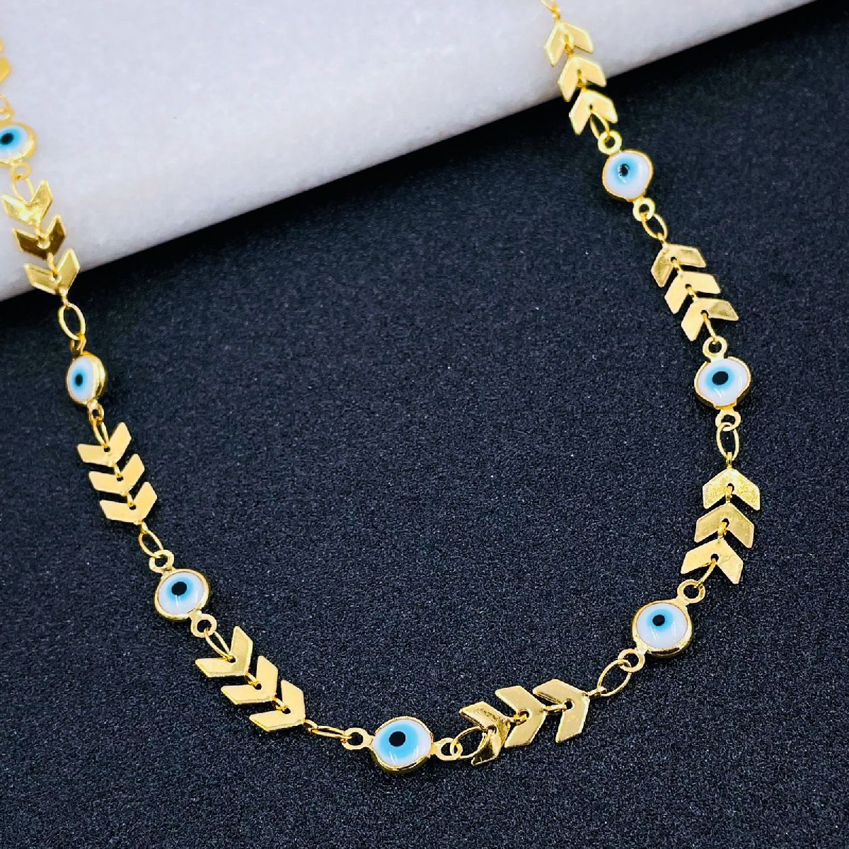 Copper Gold Enamel Arrow Heart Evil Eye Necklace Chain For Women Bulk Secondary image