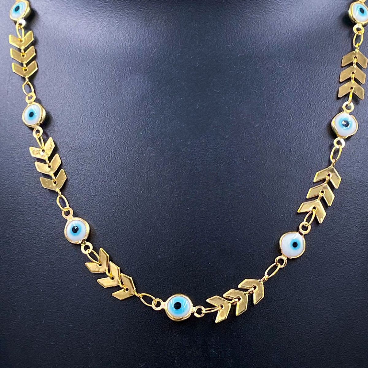 Copper Gold Enamel Arrow Heart Evil Eye Necklace Chain For Women Bulk