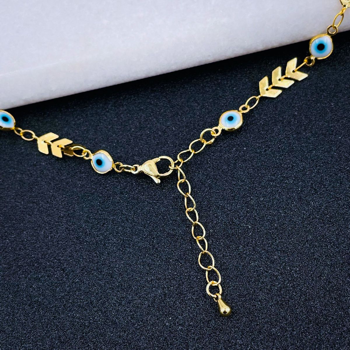 Copper Gold Enamel Arrow Heart Evil Eye Necklace Chain For Women Bulk