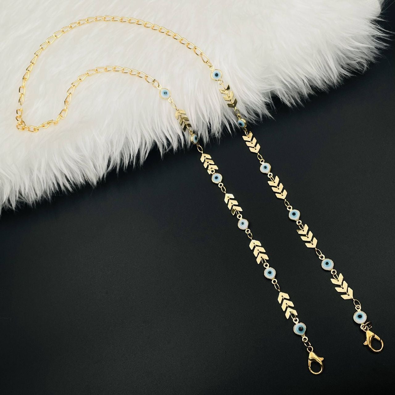 Copper Gold Blue Evil Eye Mask Chain For Women Bulk Main image