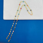 Copper Heart Round Evil Eye Gold Multi Colour Enamel Mask Chain Bulk