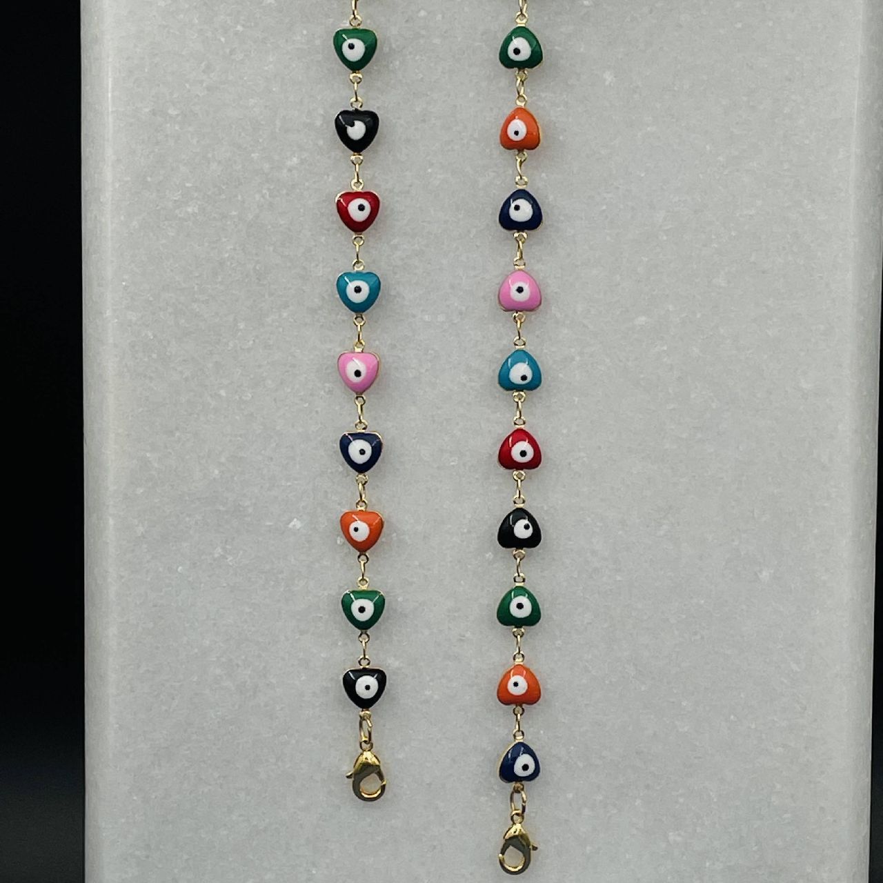 Copper Heart Evil Eye Gold Multi Colour Enamel Mask Chain Women Bulk Secondary image