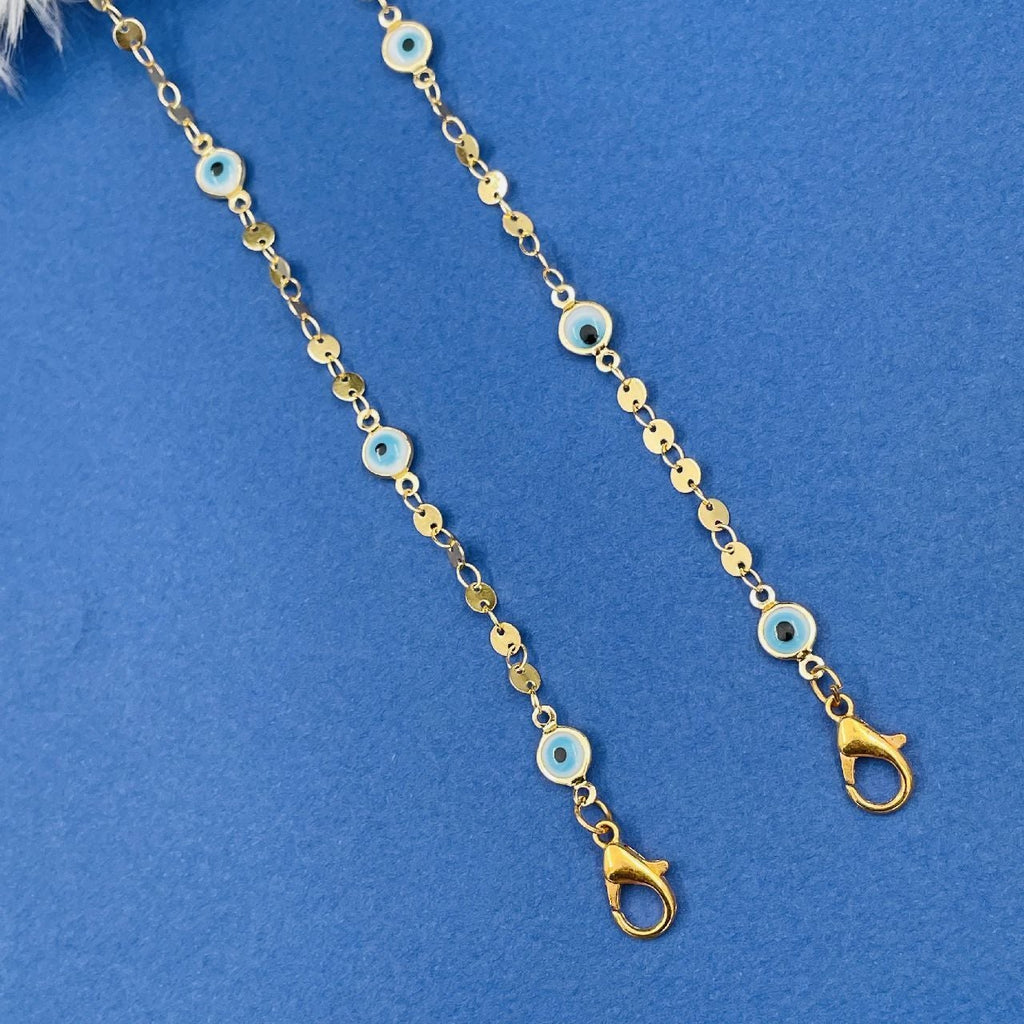 Copper Gold Blue Evil Eye Mask Chain Women Bulk