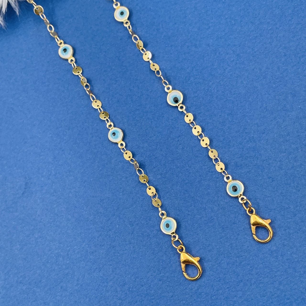 Copper Gold Blue Evil Eye Mask Chain Women Bulk