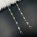 Copper Crescent Moon Evil Eye Enamel White Gold Mask Chain Women Bulk