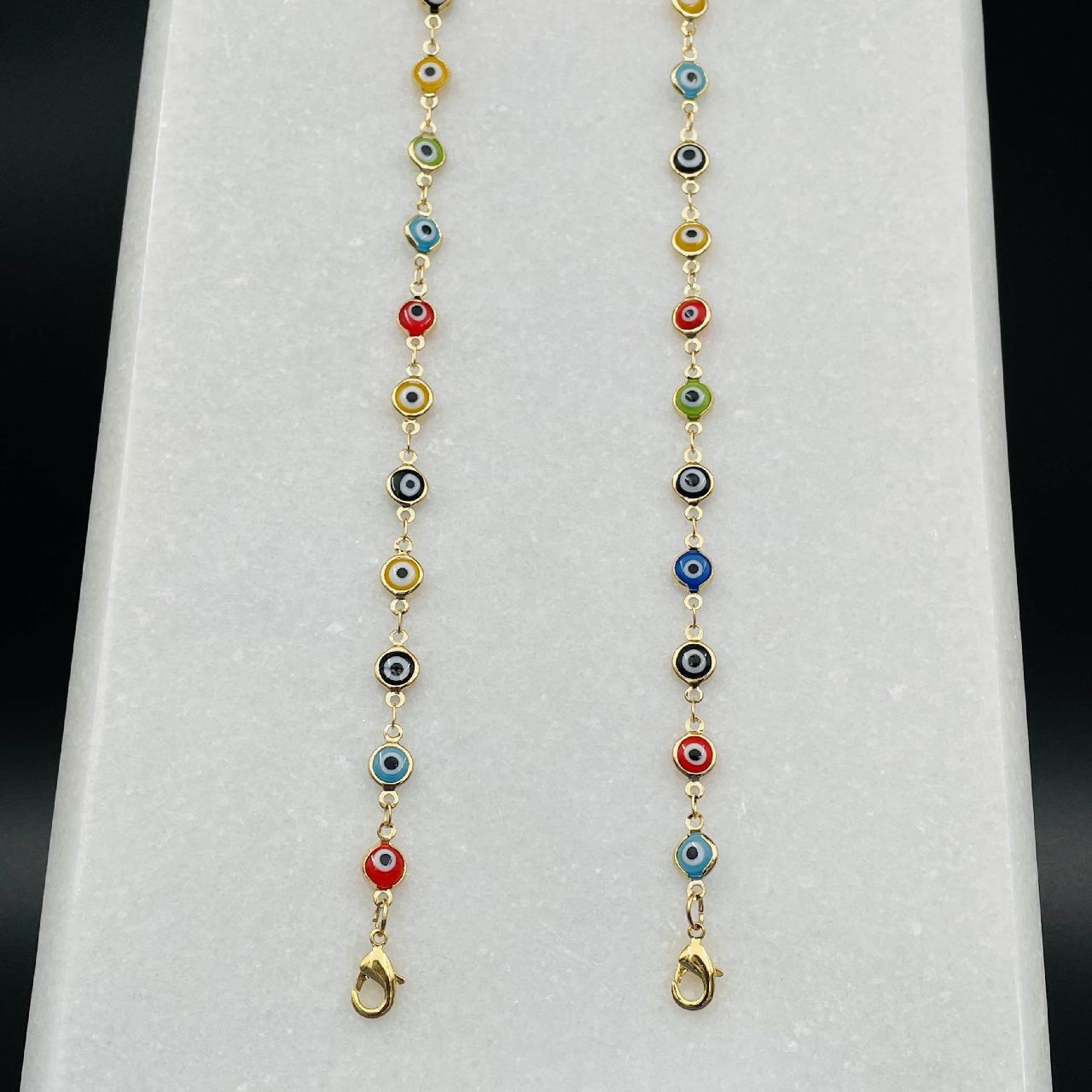 Copper Evil Eye Gold Multi Colour Link Mask Chain For Women Bulk