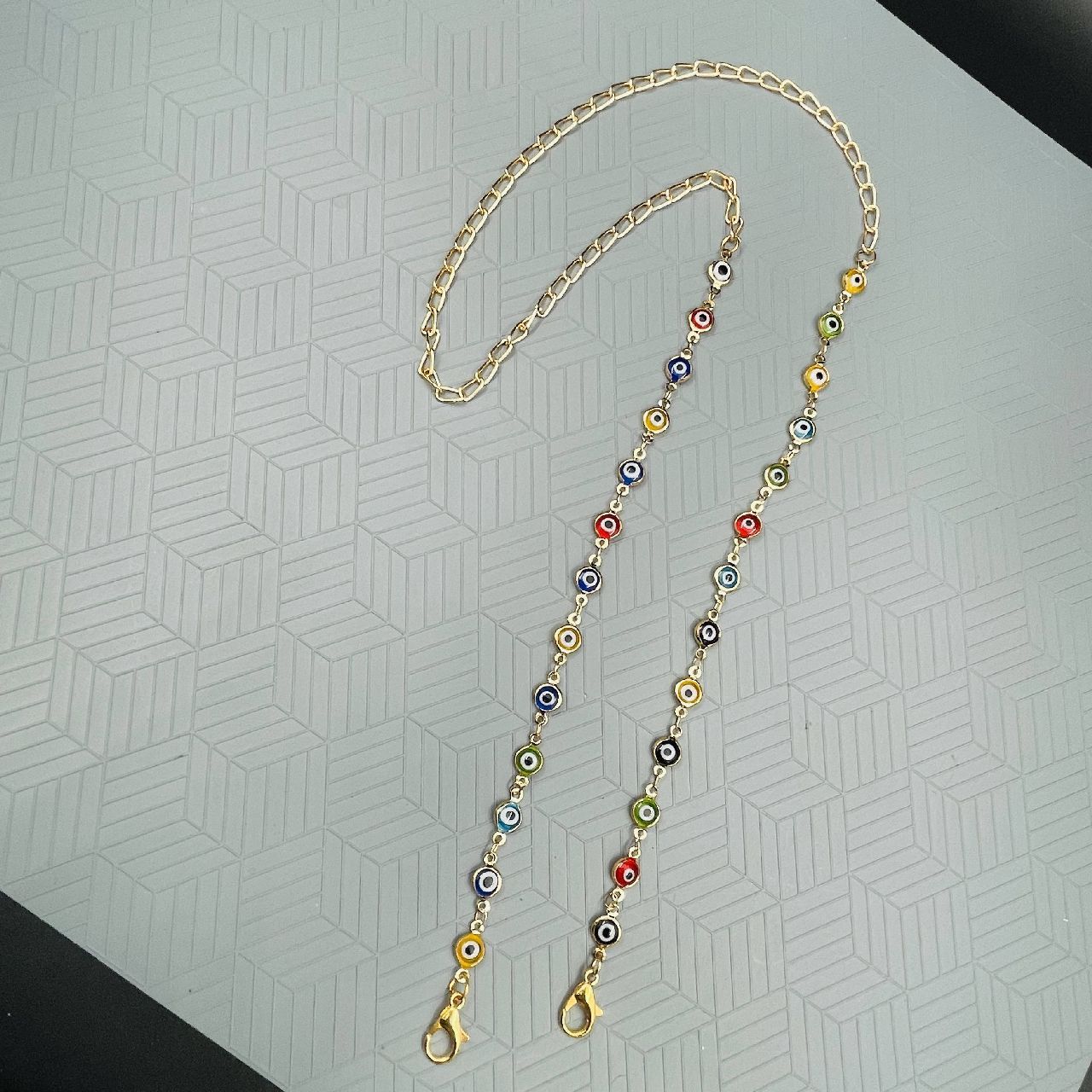 Copper Evil Eye Gold Multi Colour Link Mask Chain For Women Bulk