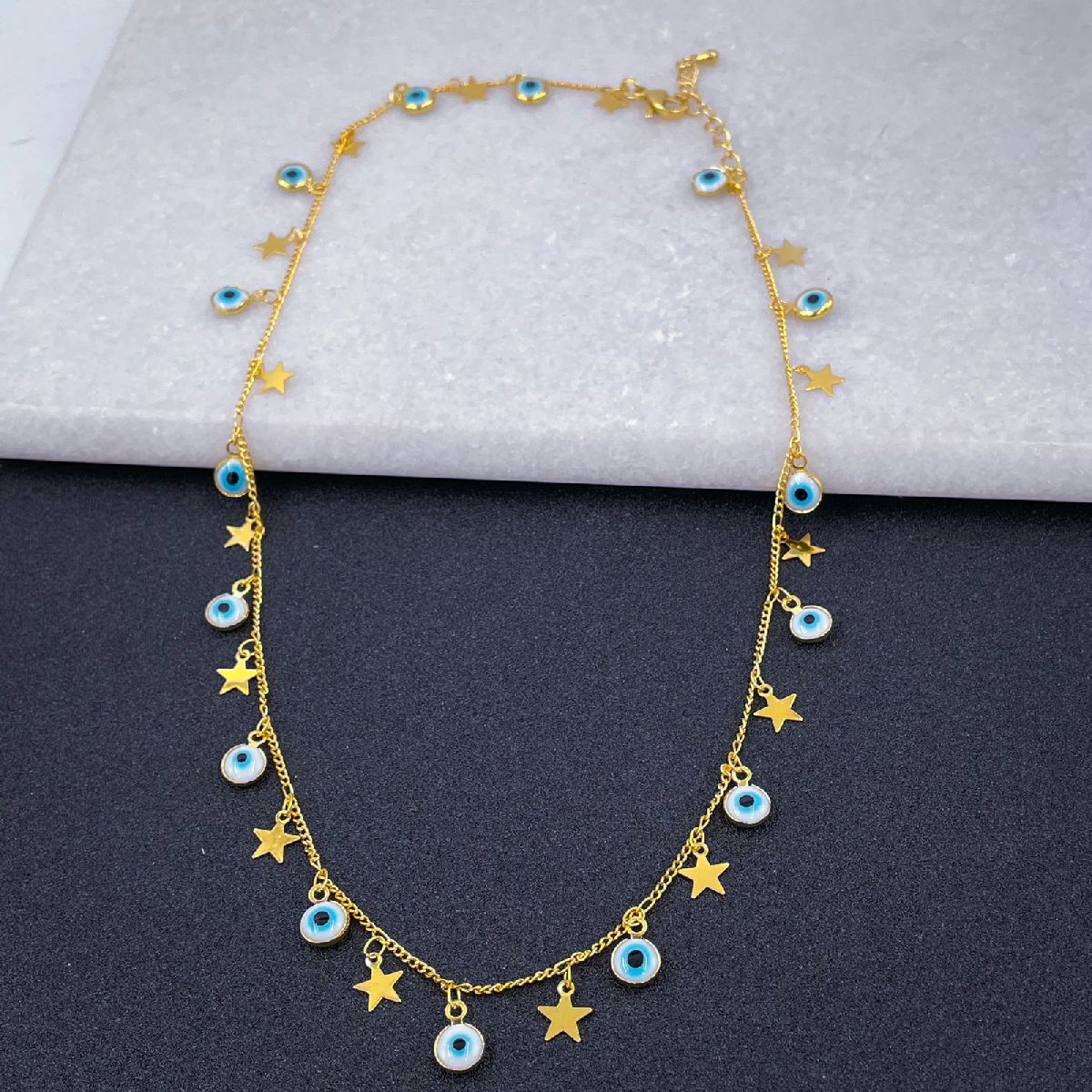Copper Gold Star Evil Eye Charm Necklace Chain For Women Bulk Main image